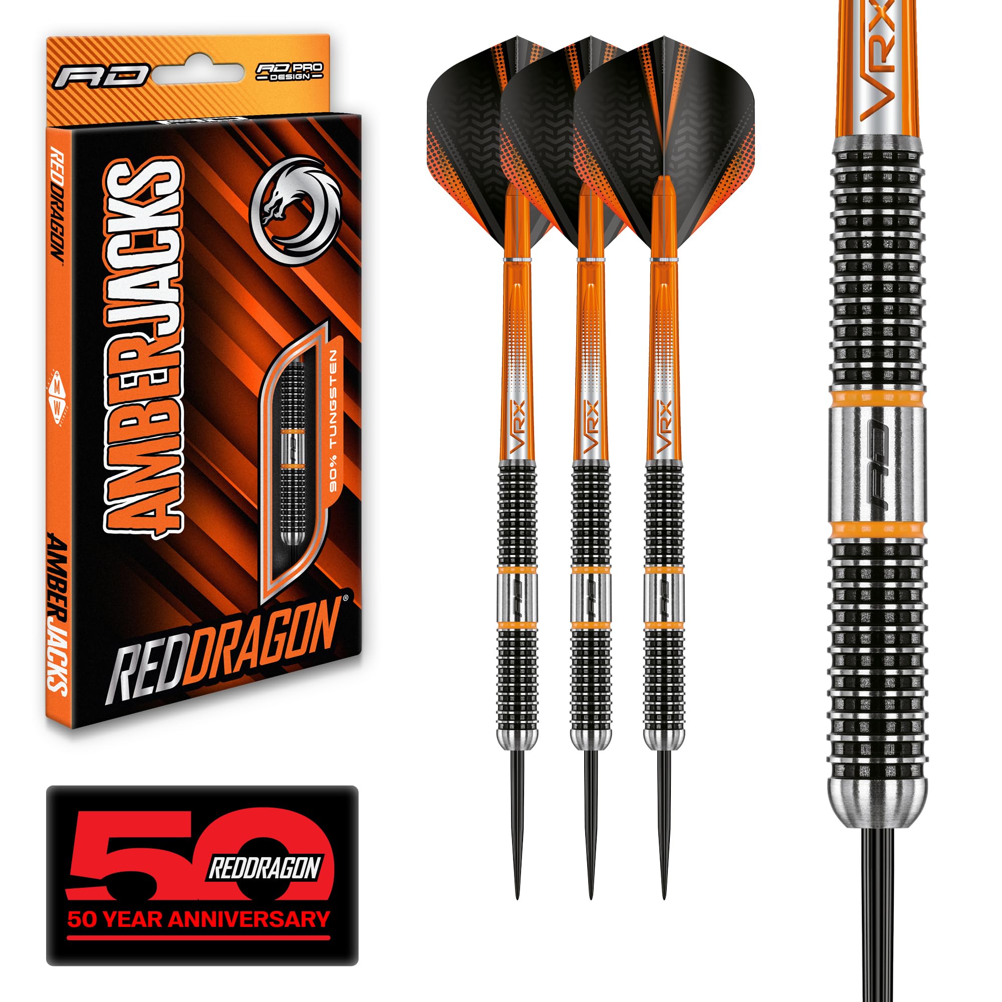 RED DRAGON Amberjack Serie Stahlspitze Darts - Perfekt für Profis bei Licht und im Dunkeln